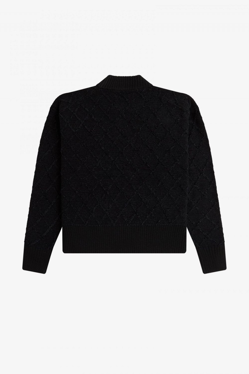 Fred Perry Chenille Grid Women's Jumper Black | TOSYG1532