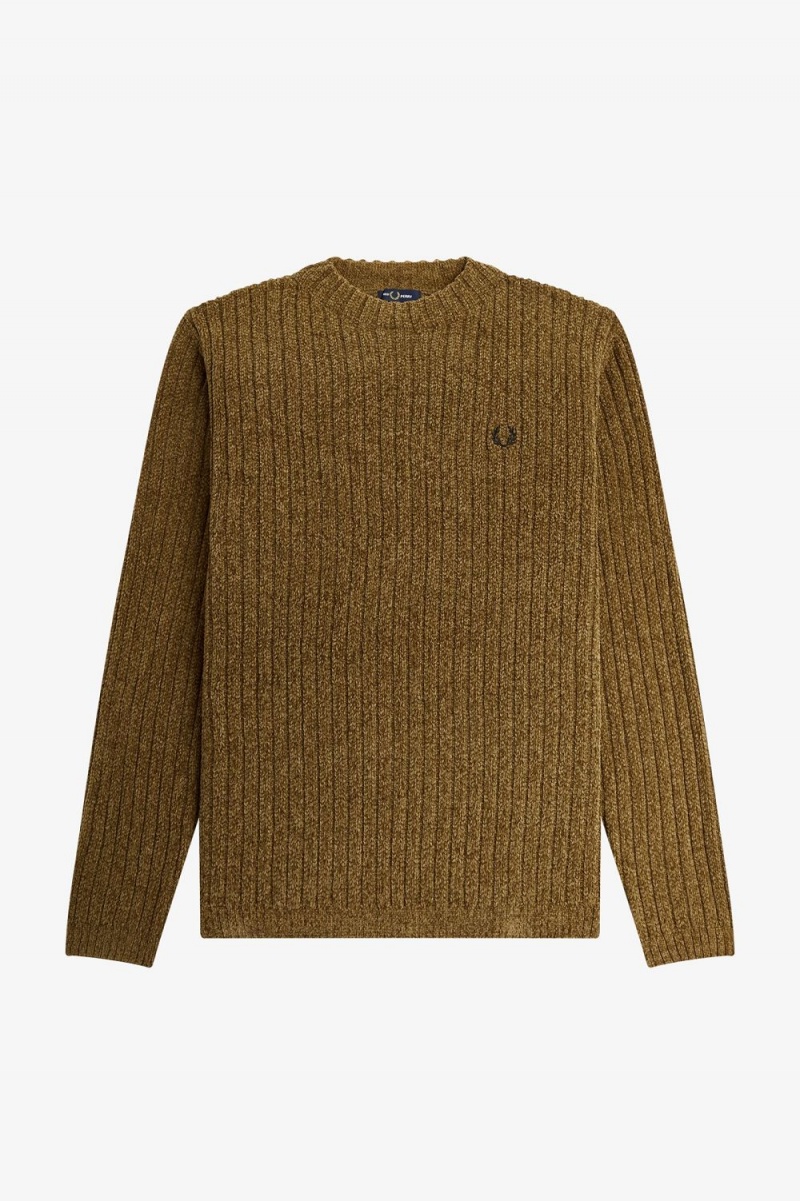 Fred Perry Chenille Rib Men's Jumper Brown | RLSZI3097