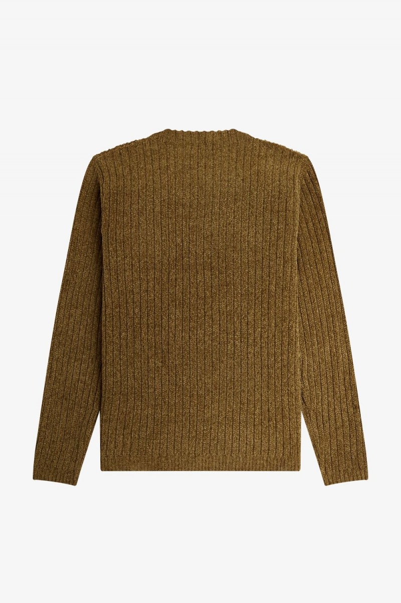 Fred Perry Chenille Rib Men's Jumper Brown | RLSZI3097