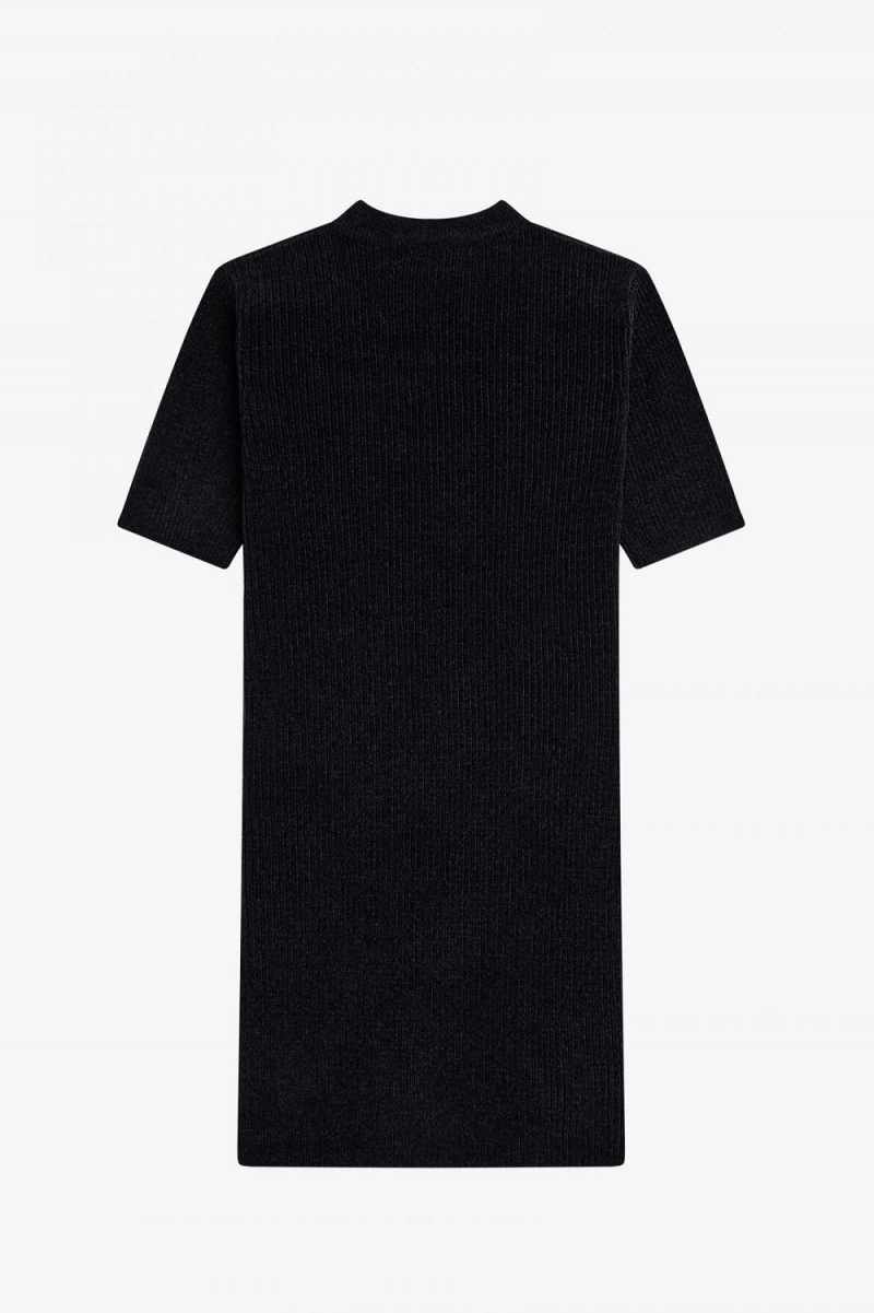 Fred Perry Chenille Rib Women's Dress Black | NRCJY1376