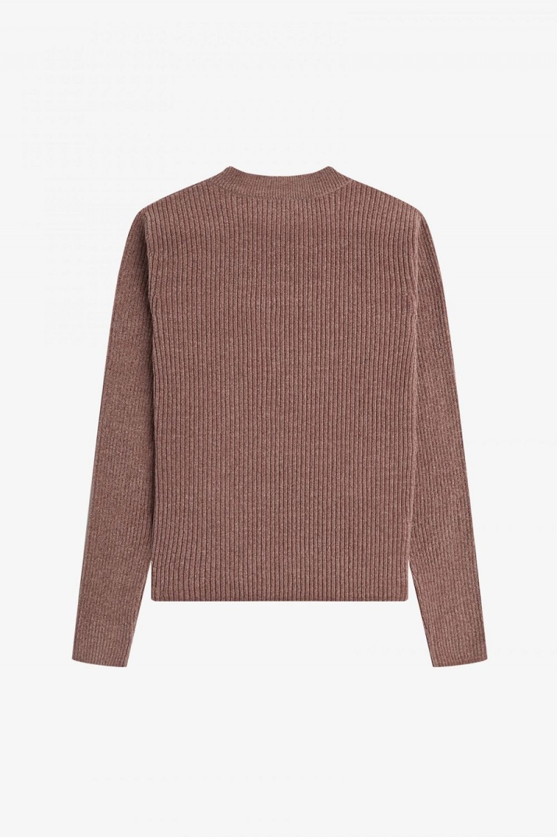 Fred Perry Chenille Rib Women's Jumper Dark Pink | HIZUF8692