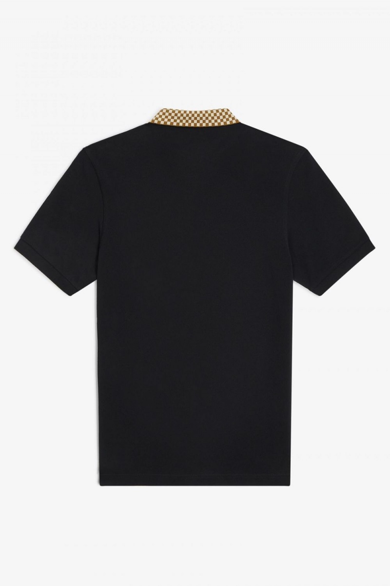 Fred Perry Chequerboard Collar Men's Polo Shirt Black | MGVRN5782