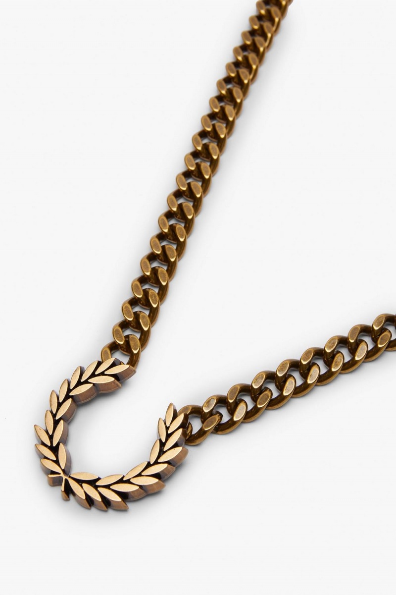 Fred Perry Chunky Laurel Wreath Necklace Women's Jewellery Gold | DTHNF9806