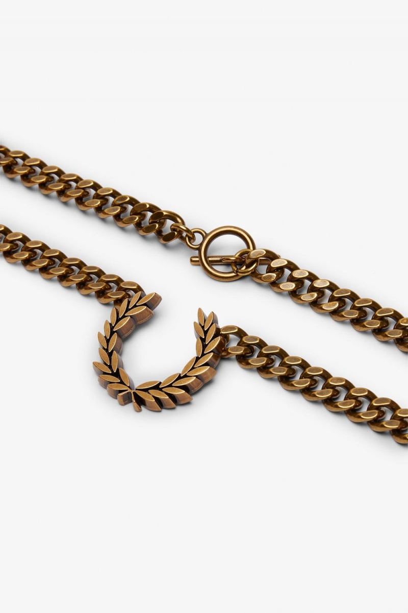 Fred Perry Chunky Laurel Wreath Necklace Women's Jewellery Gold | DTHNF9806