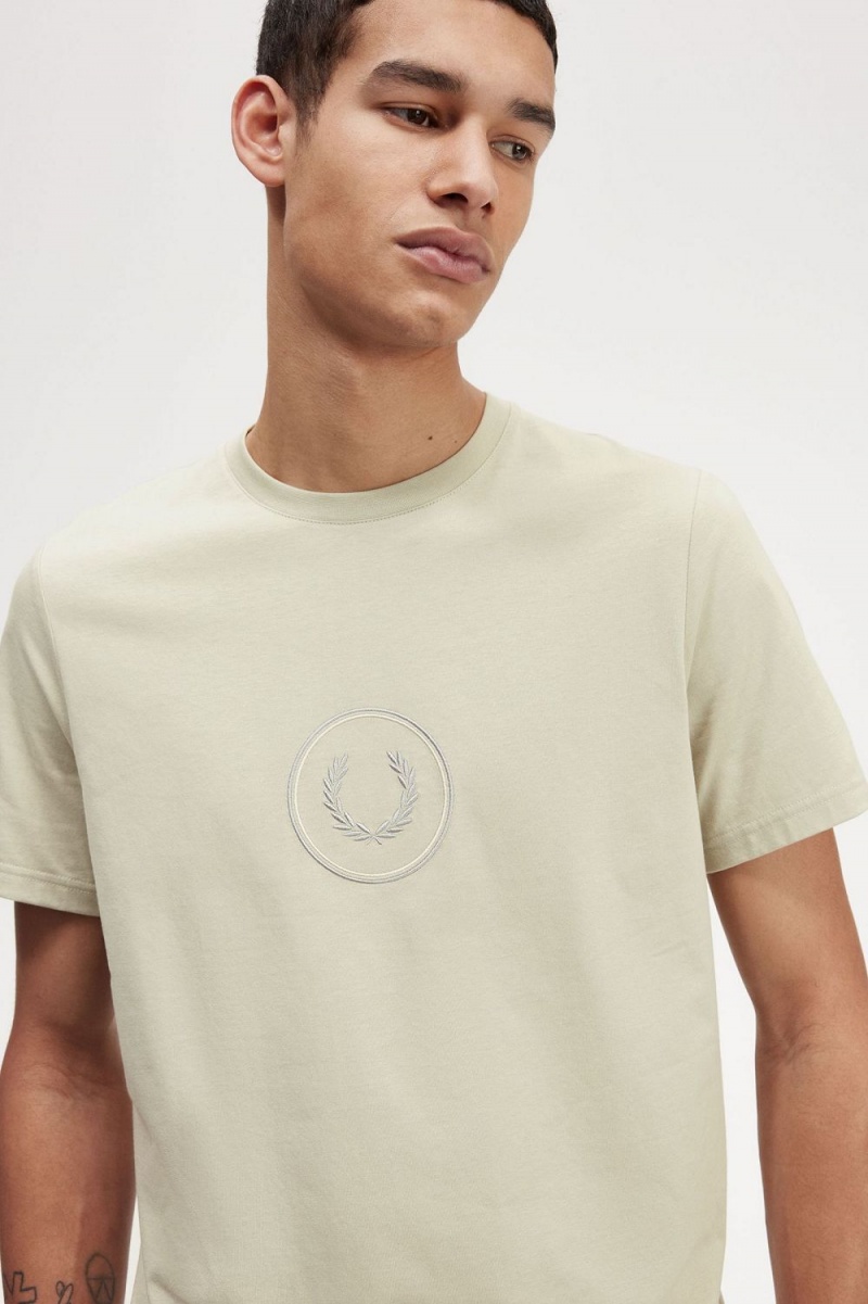 Fred Perry Circle Branding Men's T-Shirt Light Mint | JZCHL2053