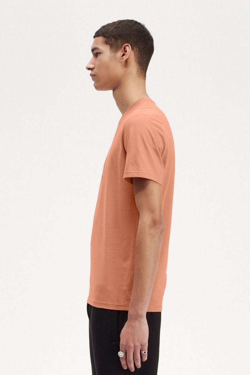 Fred Perry Circle Branding Men's T-Shirt Light Rust | PHRYF4569