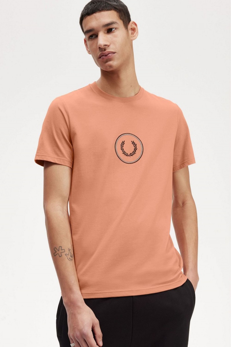 Fred Perry Circle Branding Men's T-Shirt Light Rust | PHRYF4569