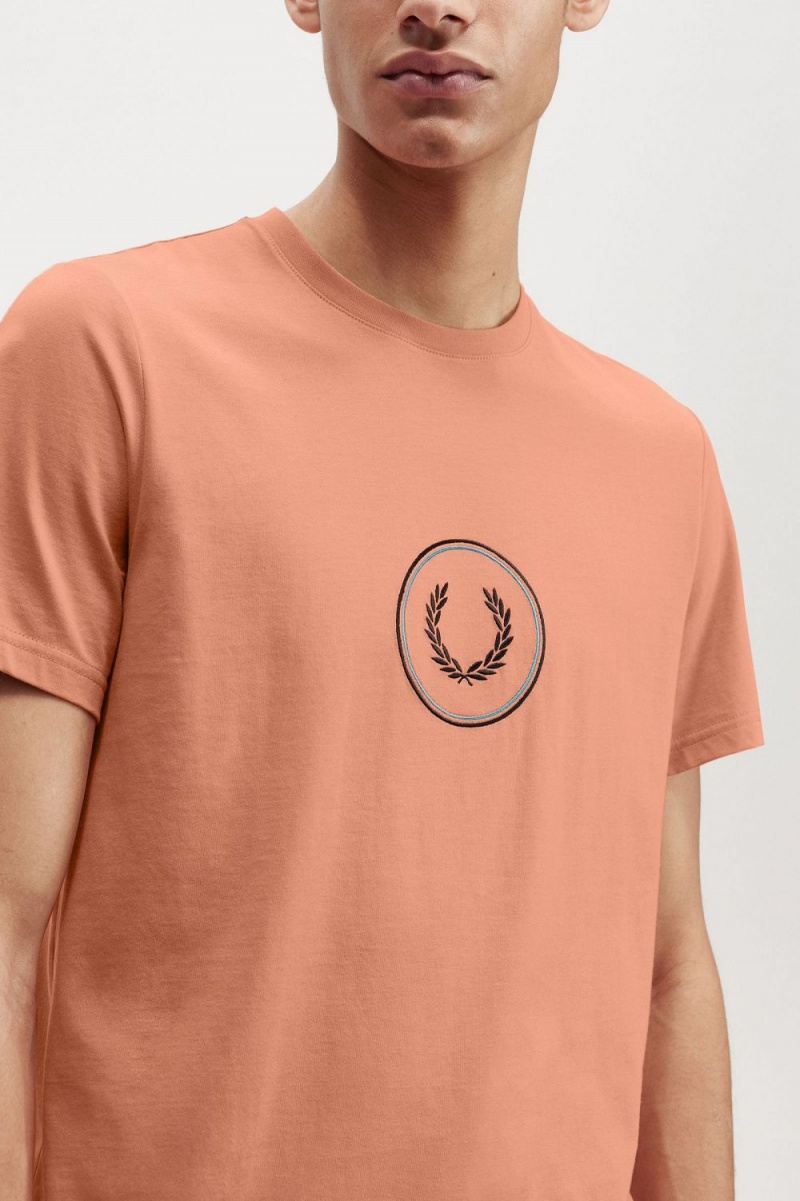 Fred Perry Circle Branding Men's T-Shirt Light Rust | PHRYF4569