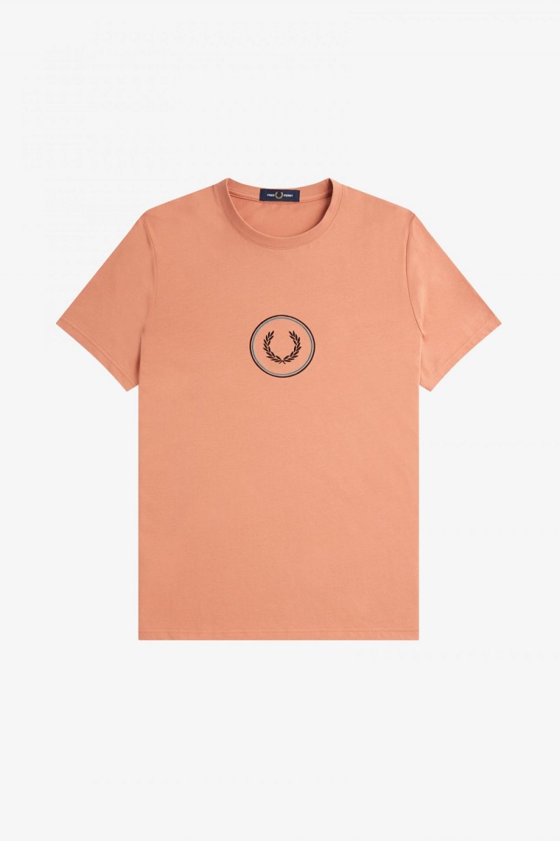 Fred Perry Circle Branding Men's T-Shirt Light Rust | PHRYF4569