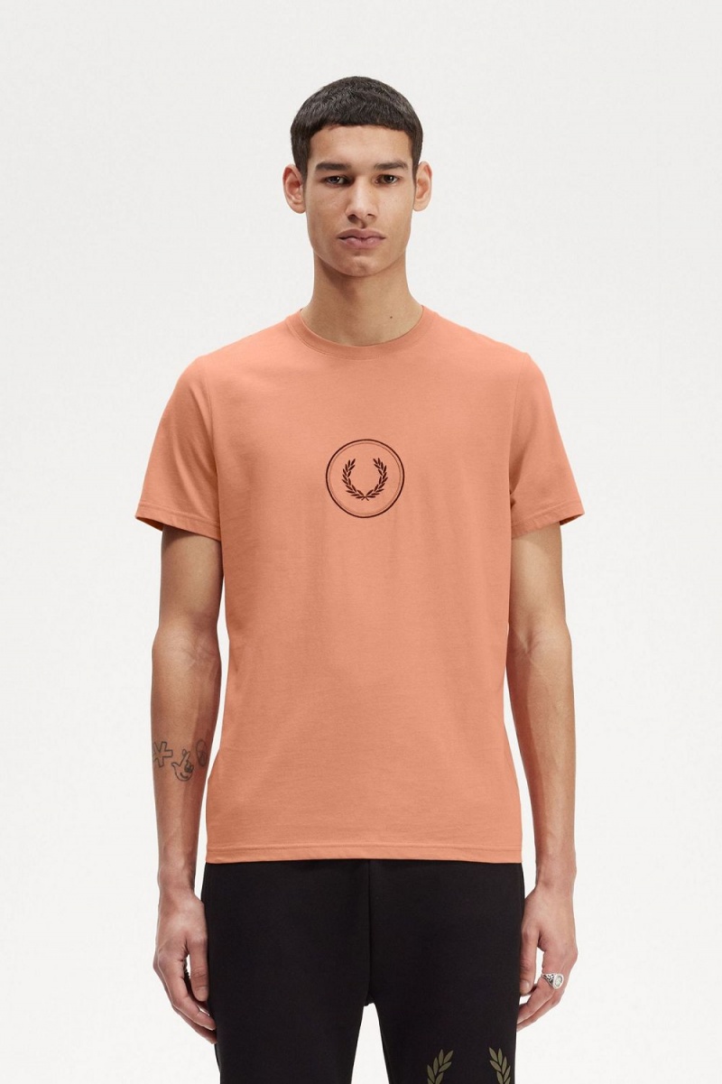 Fred Perry Circle Branding Men\'s T-Shirt Light Rust | PHRYF4569