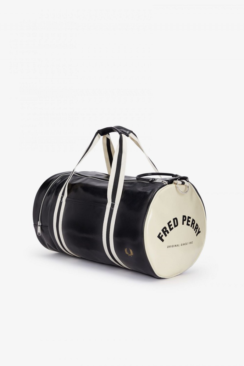 Fred Perry Classic Barrel Women's Bags Black Beige | BKFYU3647