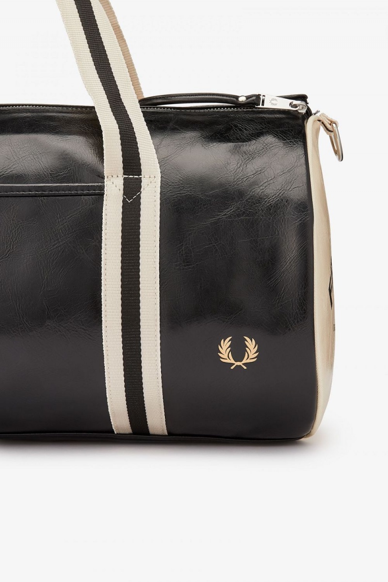 Fred Perry Classic Barrel Women's Bags Black Beige | BKFYU3647