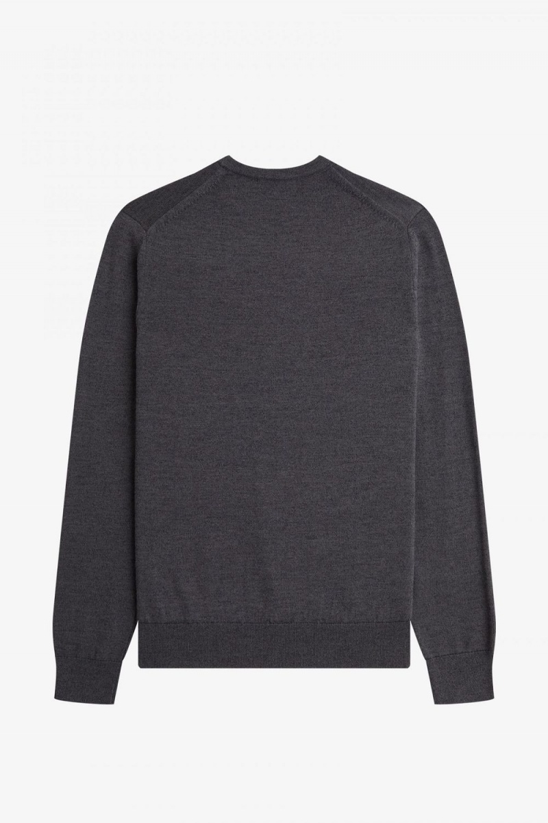 Fred Perry Classic Crew Neck Men's Jumper Dark Grey Marl | ARXDU3759