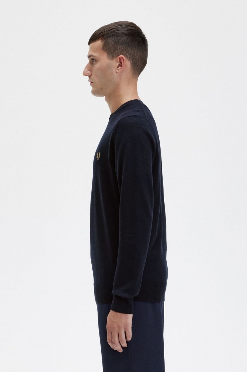 Fred Perry Classic Crew Neck Men's Jumper Navy | SFIPT2647