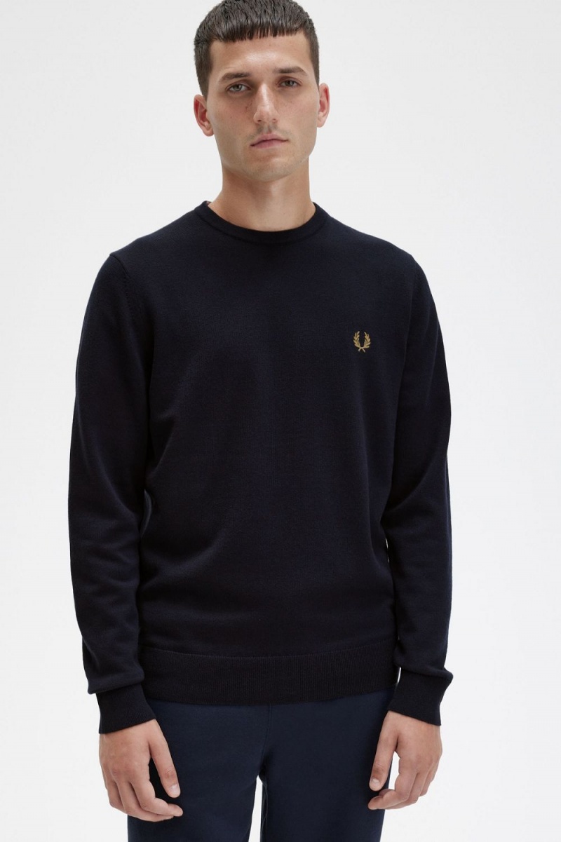 Fred Perry Classic Crew Neck Men's Jumper Navy | SFIPT2647