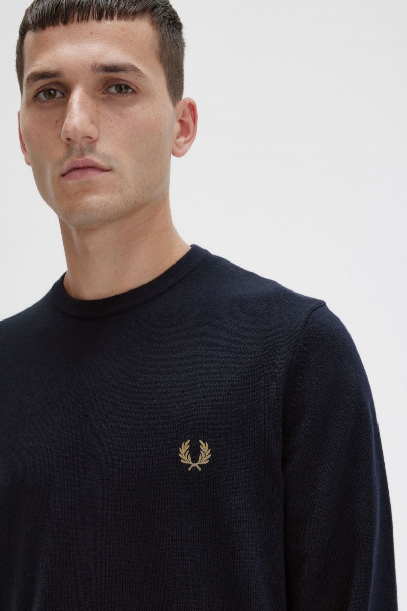 Fred Perry Classic Crew Neck Men's Jumper Navy | SFIPT2647