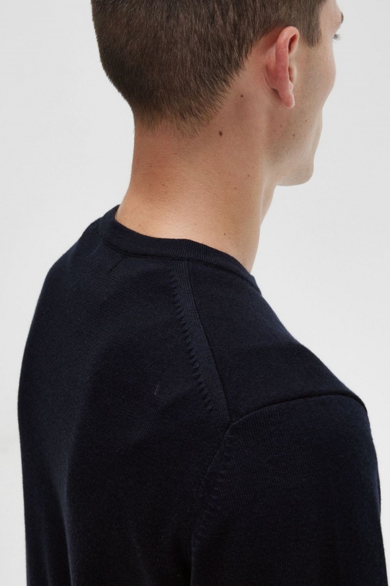 Fred Perry Classic Crew Neck Men's Jumper Navy | SFIPT2647