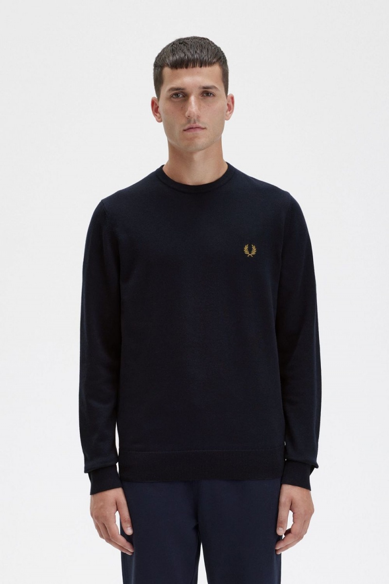 Fred Perry Classic Crew Neck Men\'s Jumper Navy | SFIPT2647