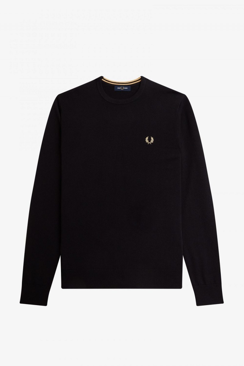 Fred Perry Classic Crew Neck Men's Jumper Black | ELWFK0689