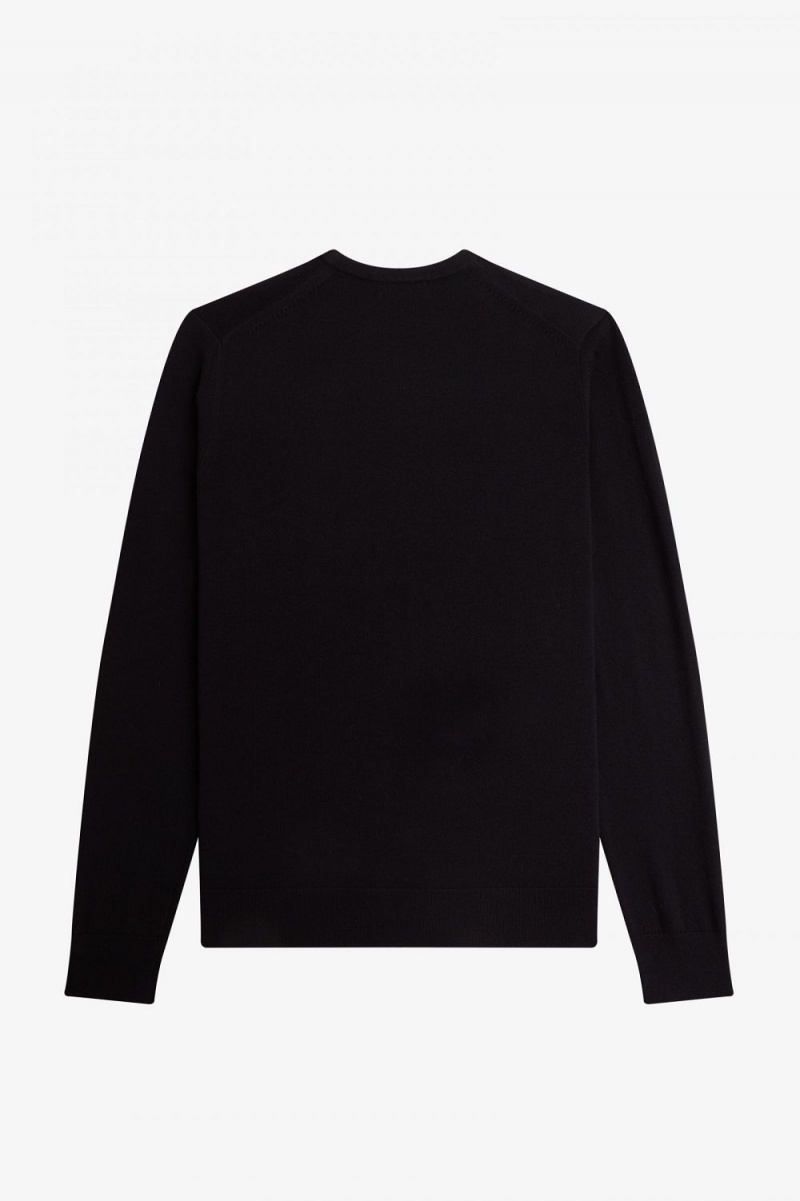 Fred Perry Classic Crew Neck Men's Jumper Black | ELWFK0689