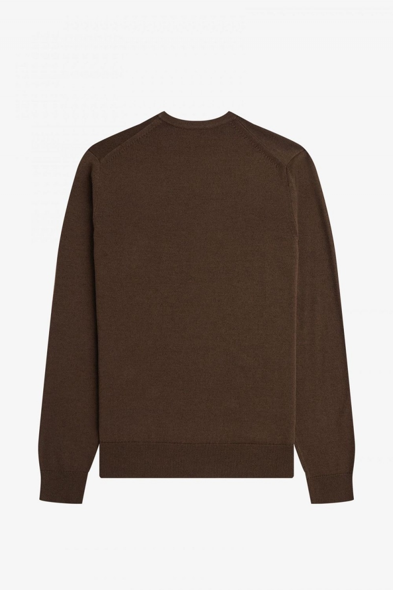 Fred Perry Classic Crew Neck Men's Jumper Burnt Tobacco | WCTSG3947