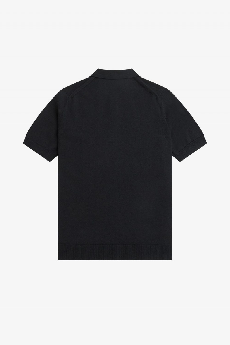 Fred Perry Classic Knitted Men's Shirt Black | BQWXV2831