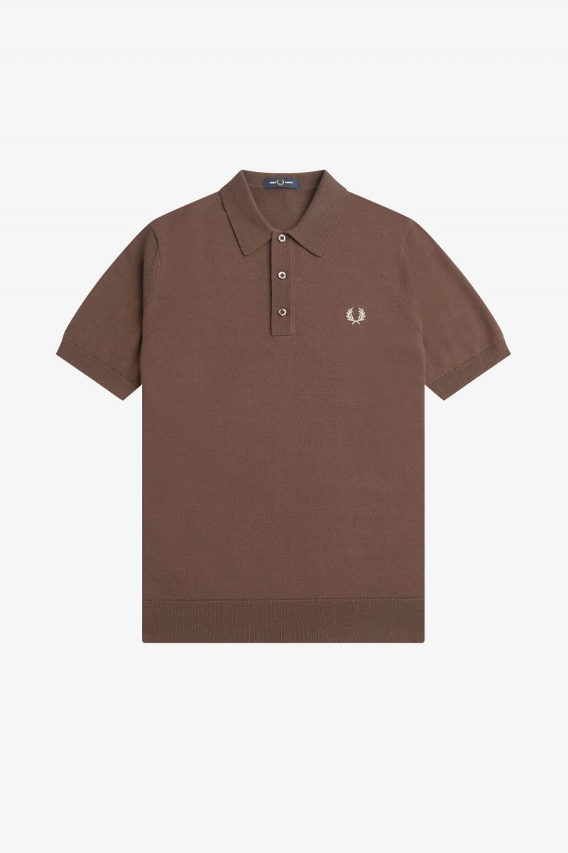 Fred Perry Classic Knitted Men's Shirt Dark Red | HITPY7629