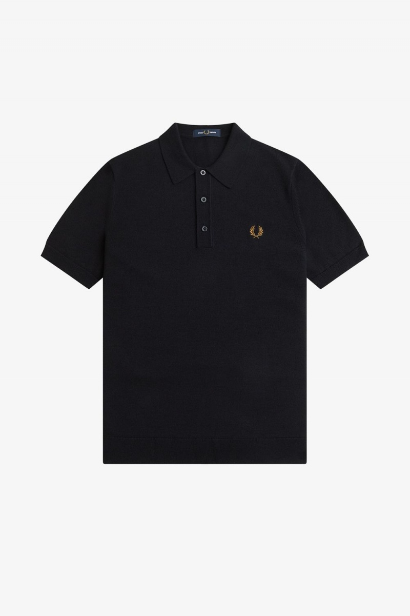 Fred Perry Classic Knitted Men's Shirt Navy | JCBYE7594