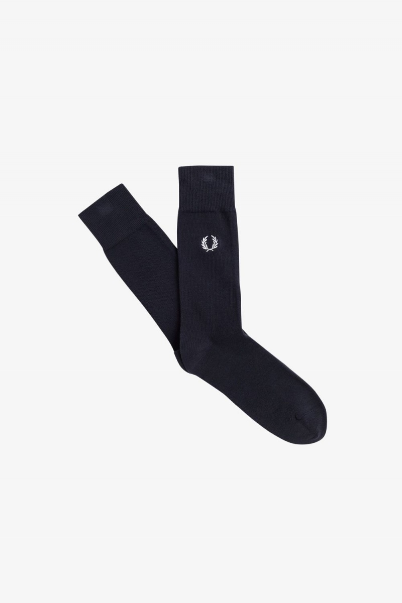 Fred Perry Classic Laurel Wreath Men\'s Socks Navy Snow White | TQOAU6801