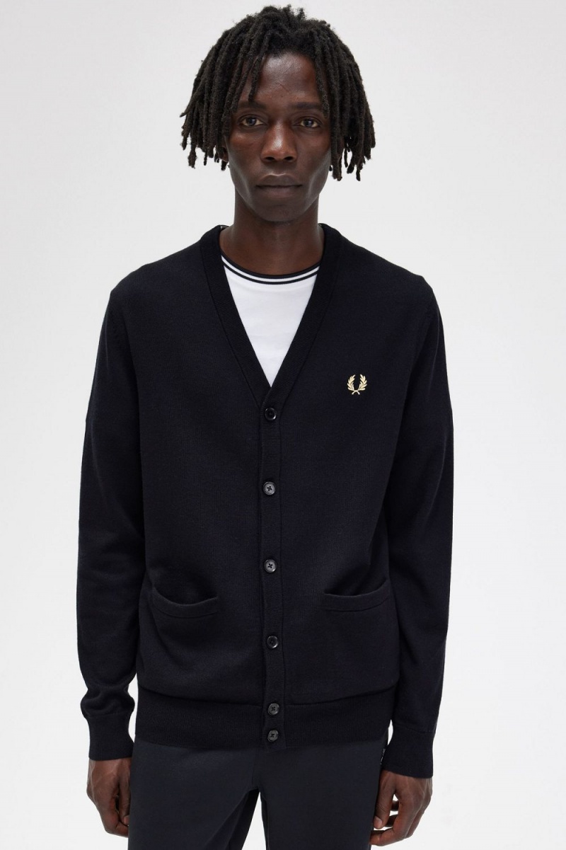 Fred Perry Classic Men's Cardigan Black | WTVAS7258