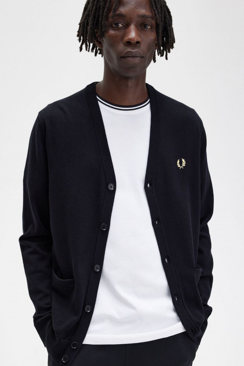 Fred Perry Classic Men's Cardigan Black | WTVAS7258