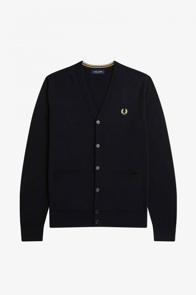 Fred Perry Classic Men's Cardigan Black | WTVAS7258