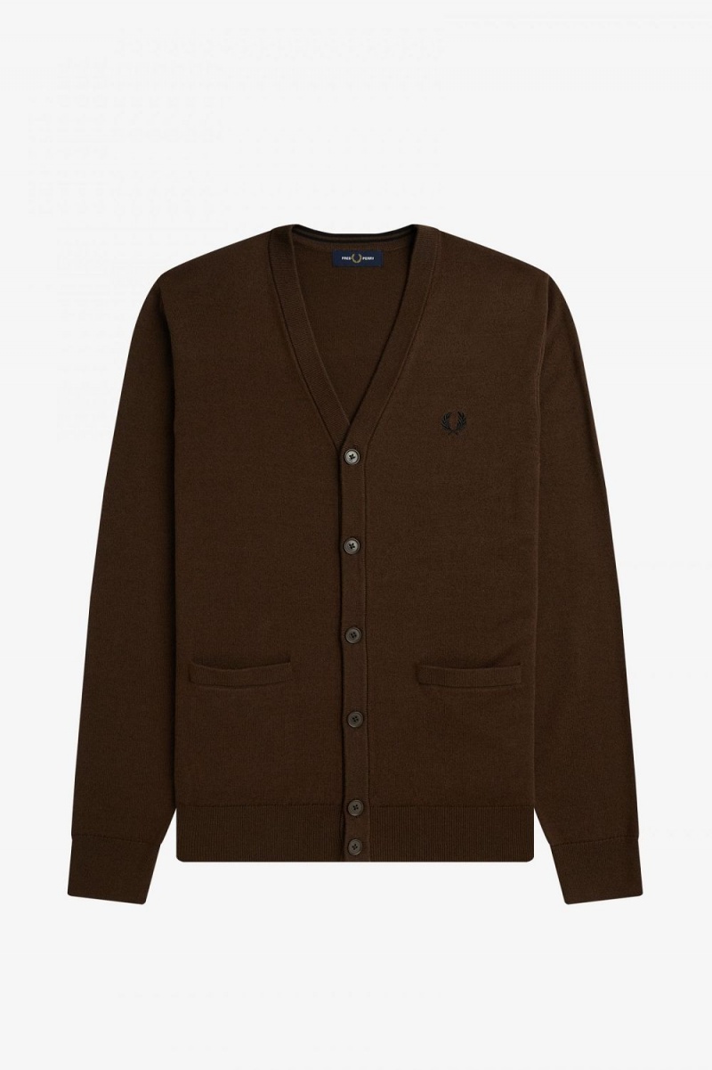 Fred Perry Classic Men's Cardigan Burnt Tobacco | XCHJM8051