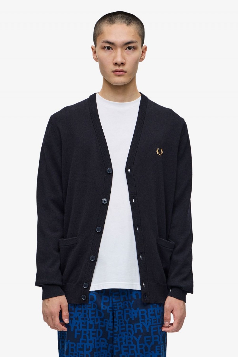 Fred Perry Classic Men\'s Cardigan Navy | GUBSI3175