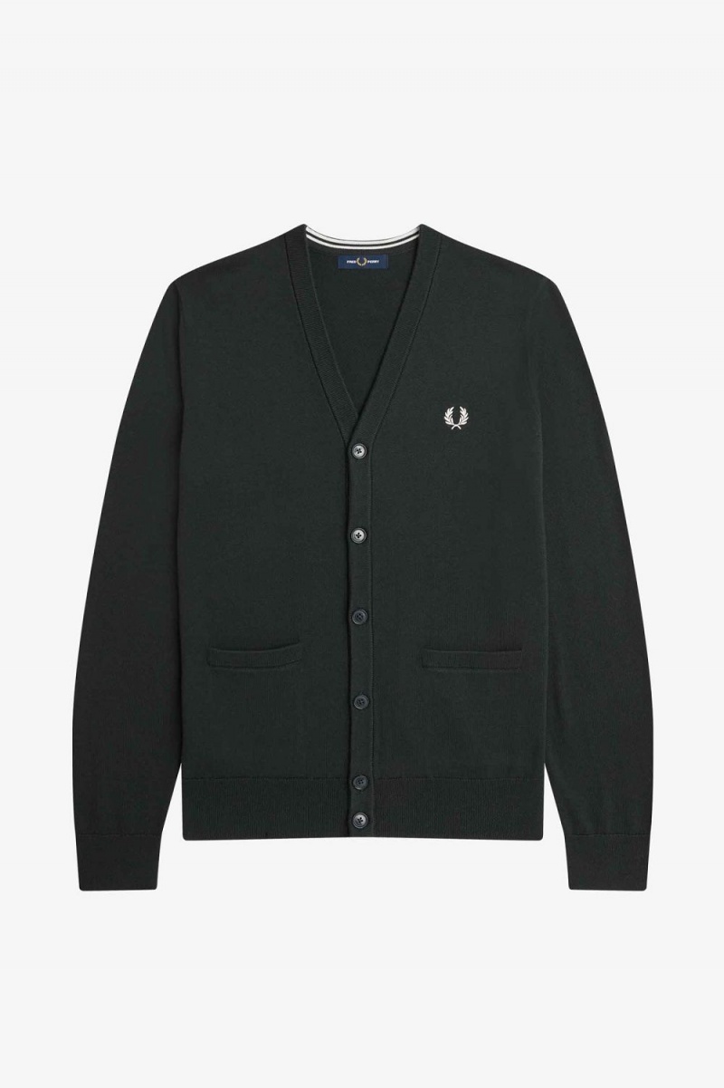 Fred Perry Classic Men's Cardigan Night Green | GPHMR2357