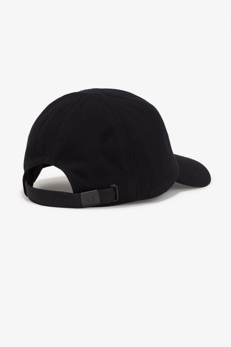 Fred Perry Classic Pique Men's Caps Black Snow White | OJEDP5179