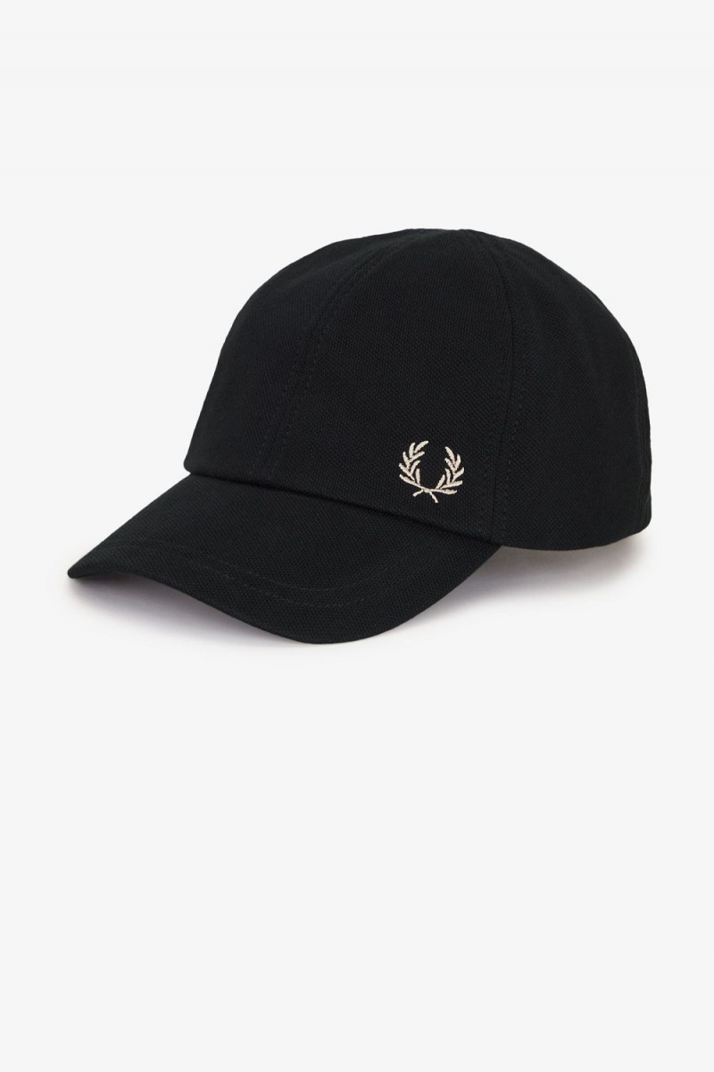 Fred Perry Classic Pique Men's Caps Black Green | SUZEH5896