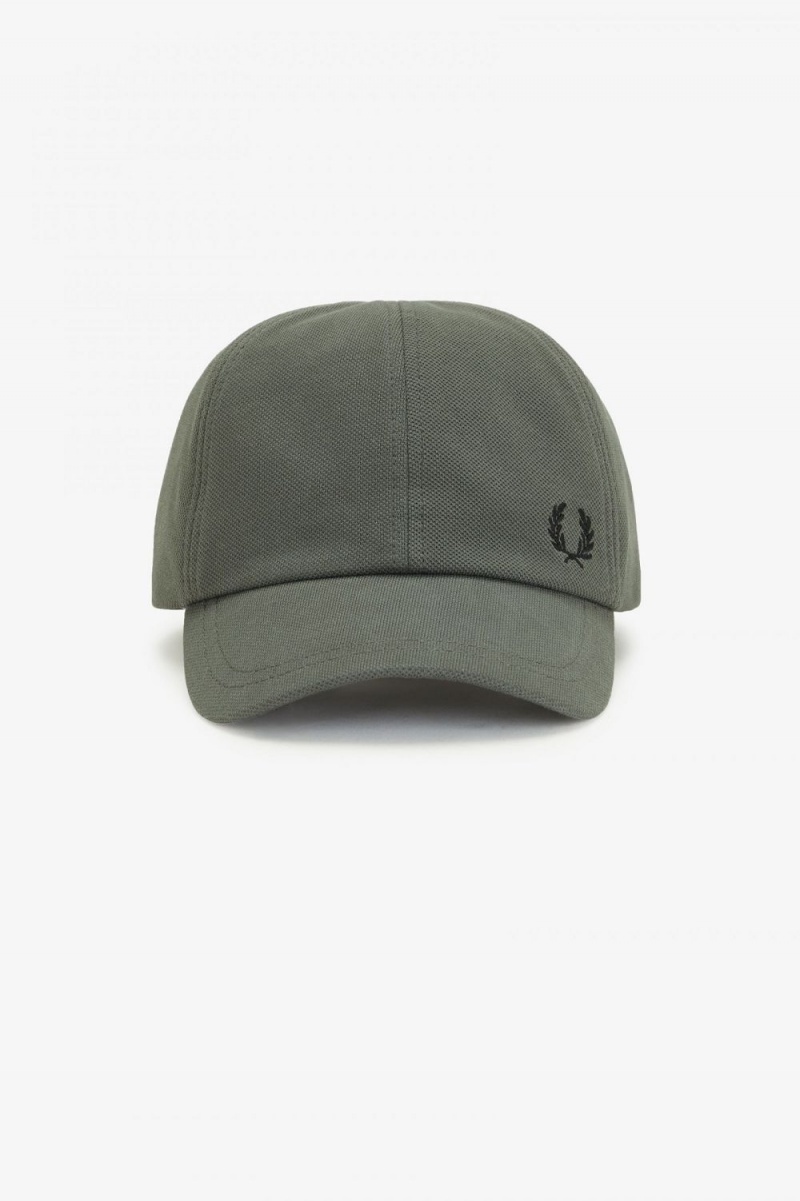 Fred Perry Classic Pique Men's Caps Field Green Black | UKRFD4269