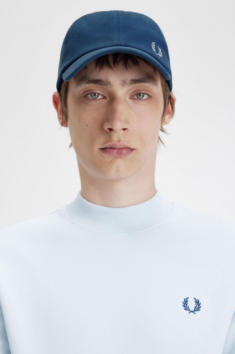 Fred Perry Classic Pique Men's Caps Midnight Blue Light Aqua | XGLOV9402