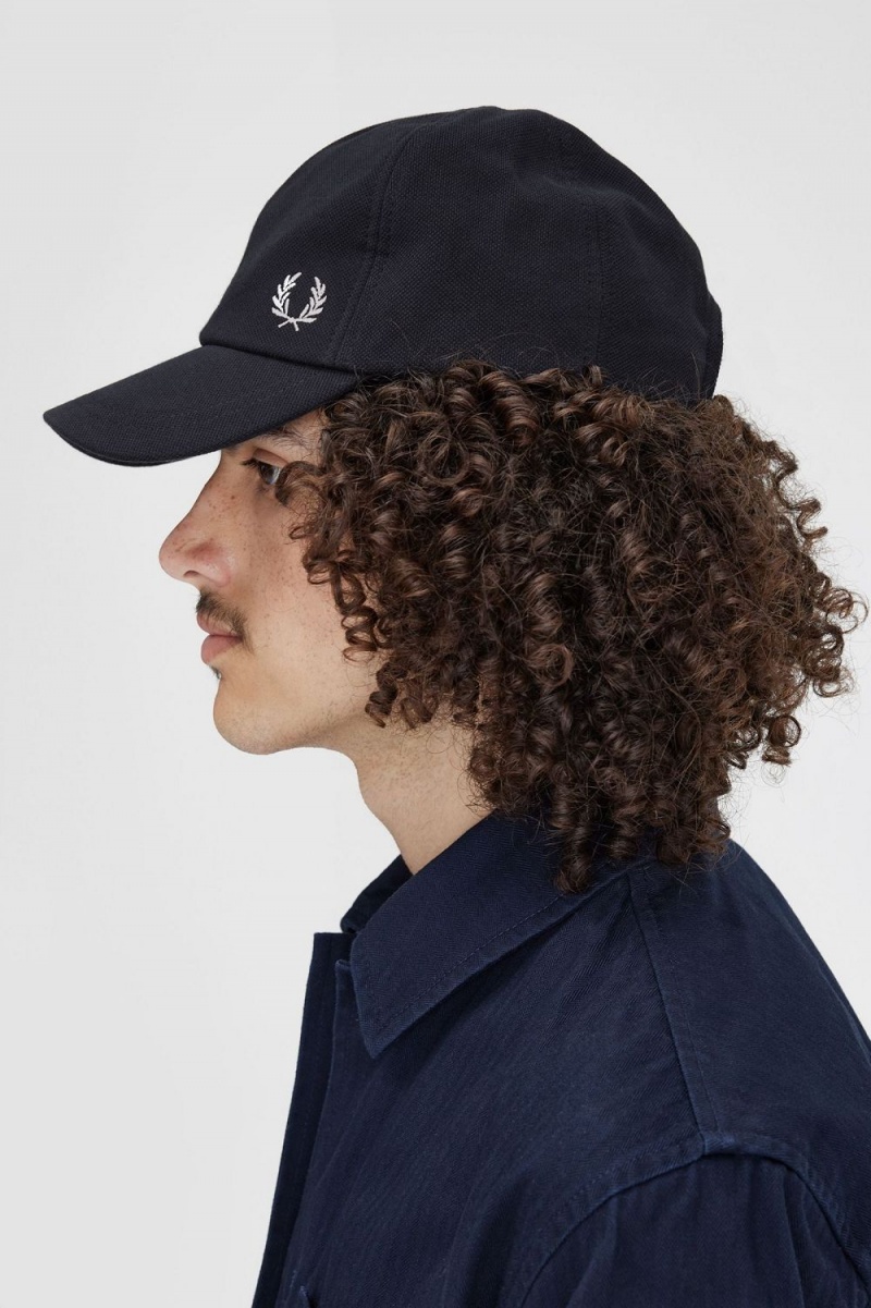 Fred Perry Classic Pique Men's Caps Navy Snow White | VLYEZ4728