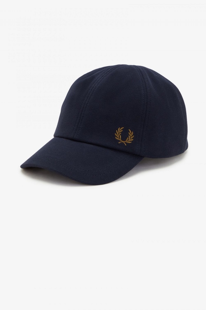 Fred Perry Classic Pique Men\'s Caps Navy Dark Coffee | YUBHZ5209