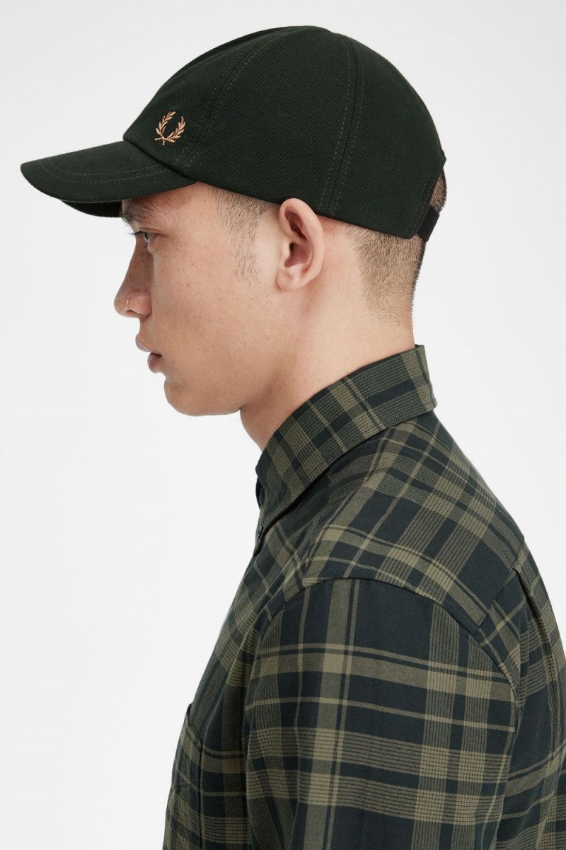 Fred Perry Classic Pique Men's Caps Night Green Light Rust | VPXBN3902