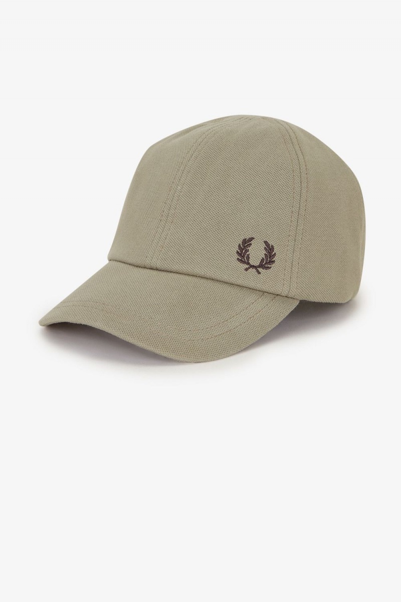 Fred Perry Classic Pique Men's Caps Warm Grey Dark Red | QKUCO8159