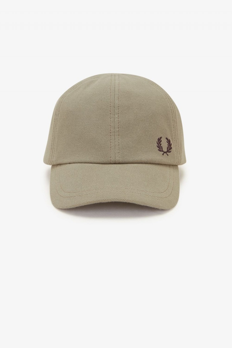 Fred Perry Classic Pique Men's Caps Warm Grey Dark Red | QKUCO8159