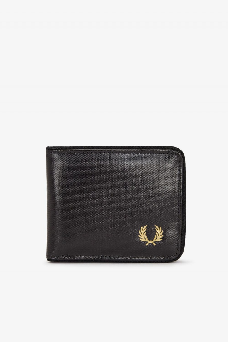 Fred Perry Coated Polyester Men\'s Wallet Black Gold | MKQGJ1674