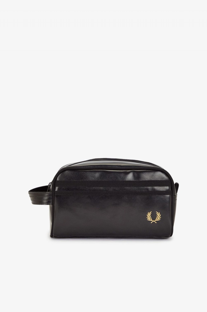 Fred Perry Coated Polyester Wash Men\'s Bags Black Gold | MWBRN0839