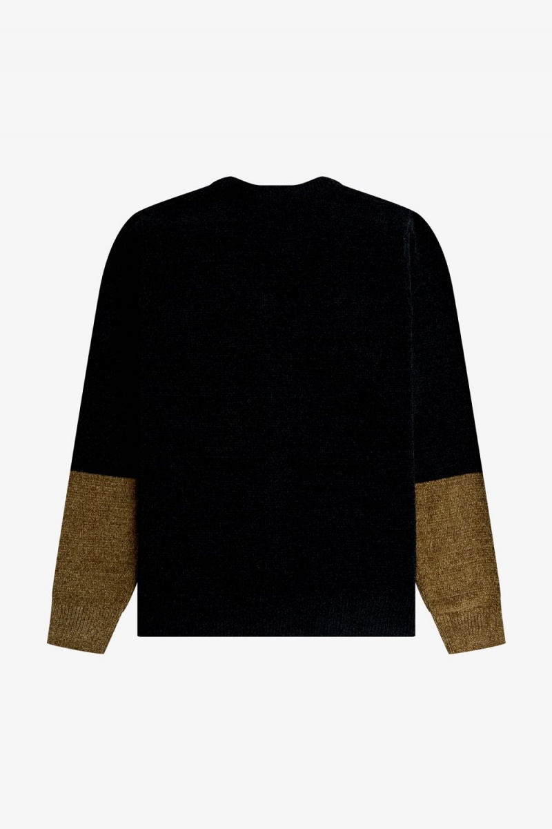 Fred Perry Colour Block Chenille Men's Cardigan Black | BVXIA6497