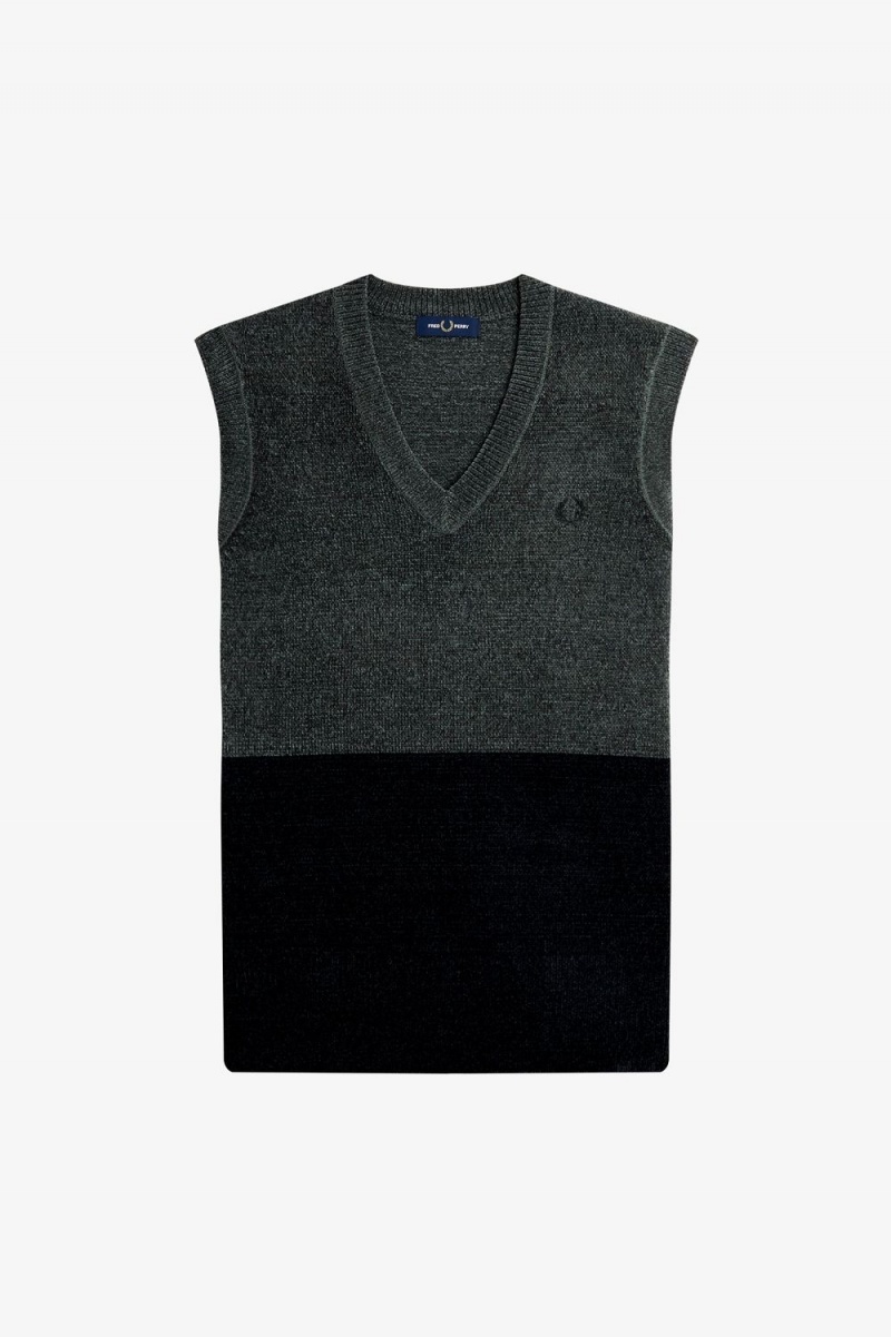 Fred Perry Colour Block Chenille Men's Tanks Field Green | FBZXM3615