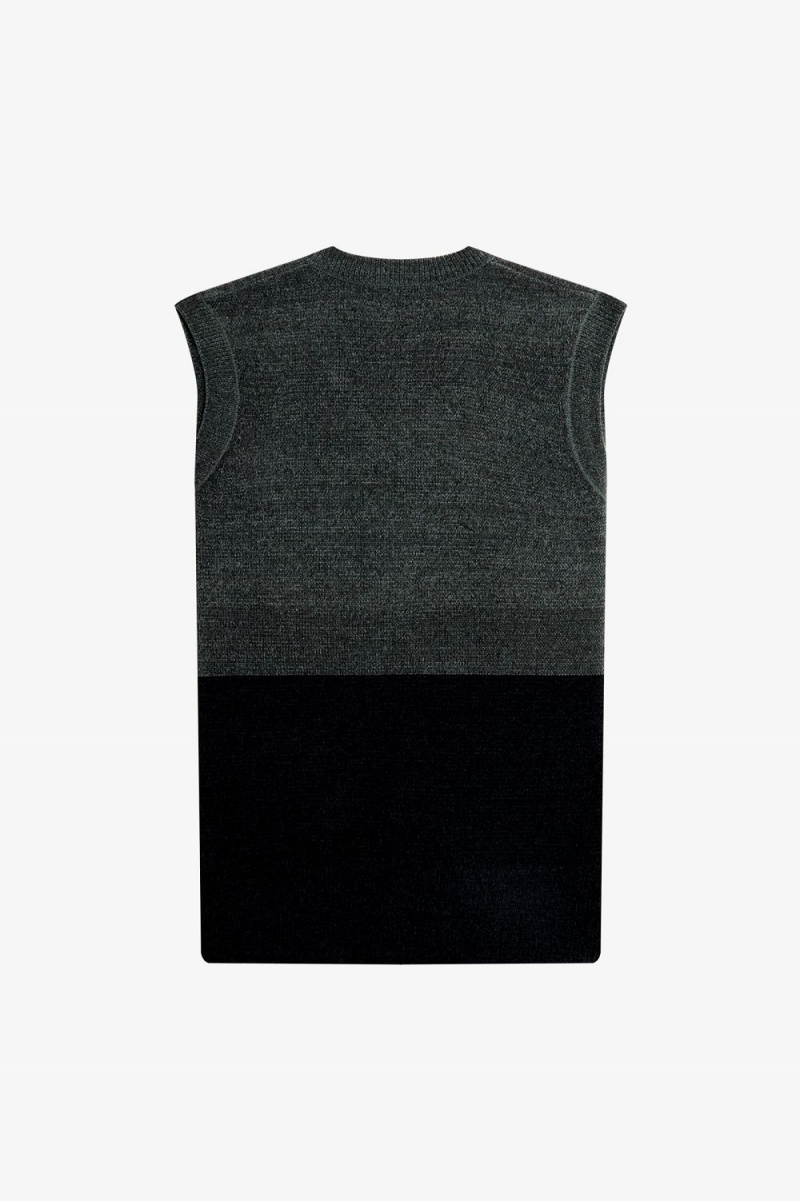 Fred Perry Colour Block Chenille Men's Tanks Field Green | FBZXM3615