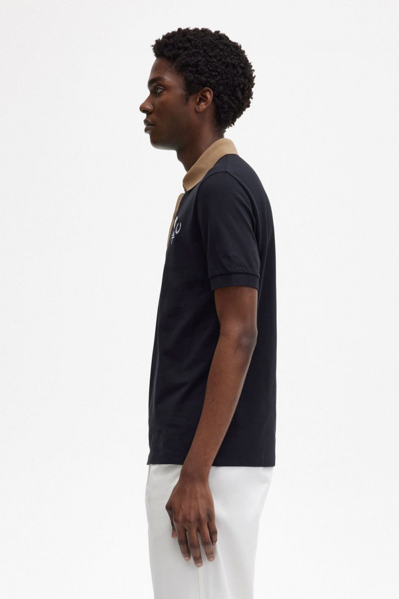 Fred Perry Contrast Collar Men's Polo Shirt Black | WTYRL1472